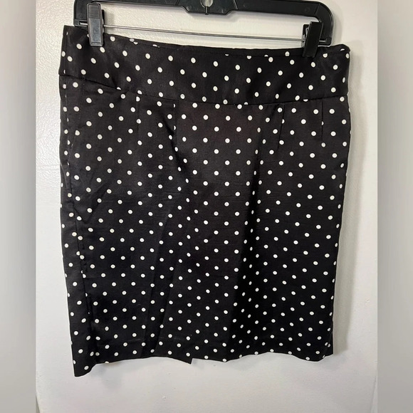 Merona, 8, black/white polkadot, pocketed pencil skirt w/micro pleating  midi - Picture 1 of 10